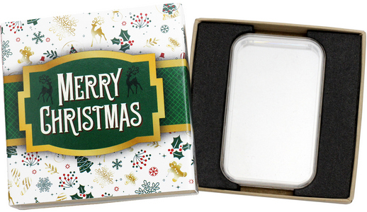 SilverTowne Natural Kraft Paper Gift Box with Merry Christmas Green/Gold Box Sleeve